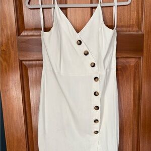 She + Sky Cream Button-Front Mini Dress